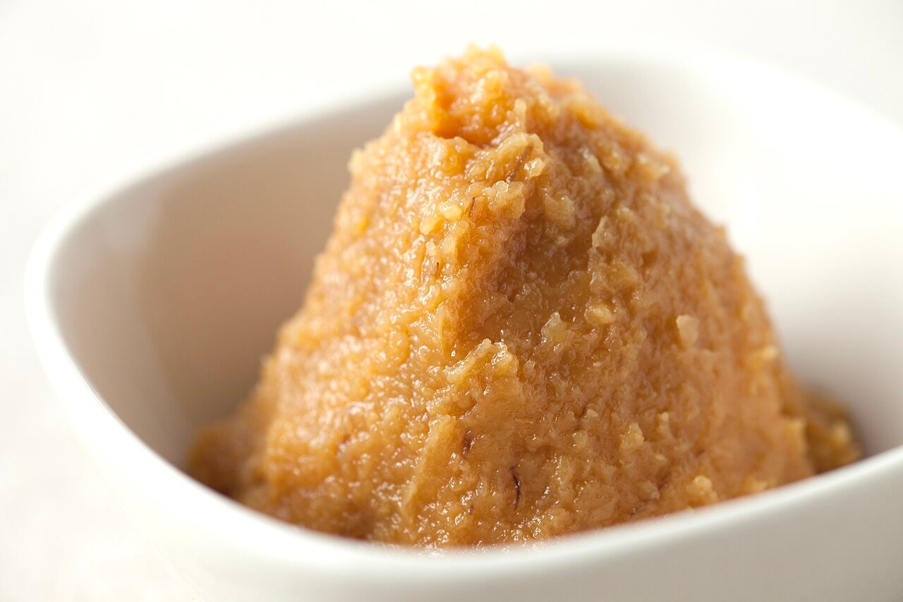 Tub of Japanese miso paste